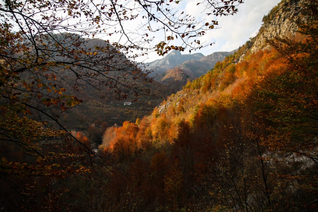 Góry w Albanii jesienią