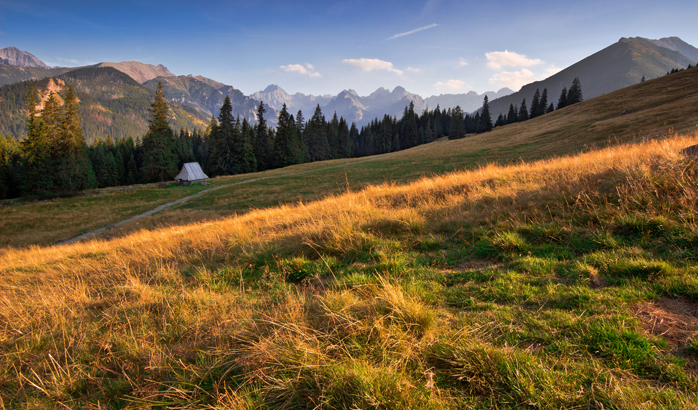 Jesienny krajobraz na Rusinowej Polanie w Tatrach