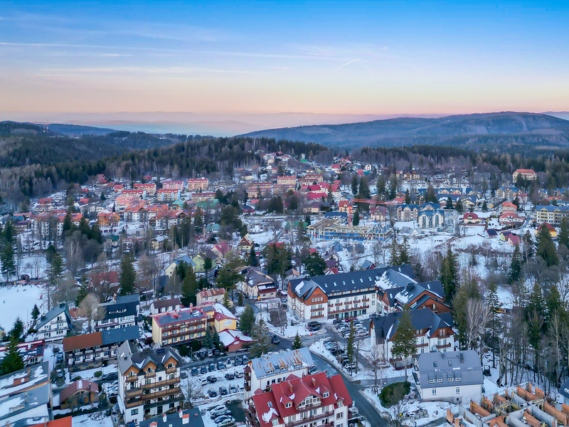 Szklarska poręba zimą widok z góry