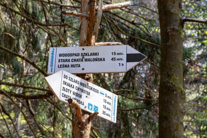 Znaki informacyjne dla turystów w Szklarskiej Porębie