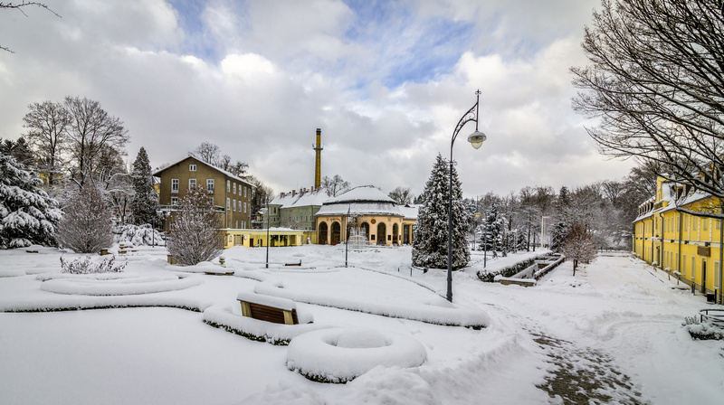 Zima w parku zdrojowym w Kudowie-Zdroju
