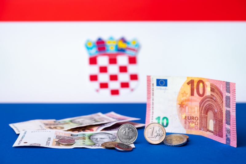 Flaga i waluta Chorwacji
