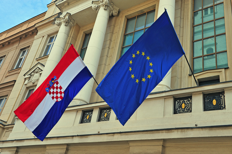 Flaga Chorwacji i Unii Europejskiej