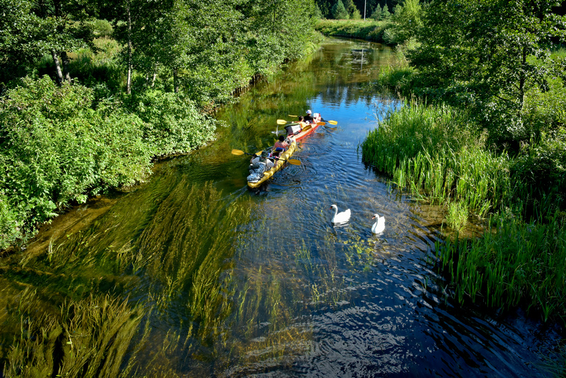 Dwa kajaki na rzece na Podlasiu
