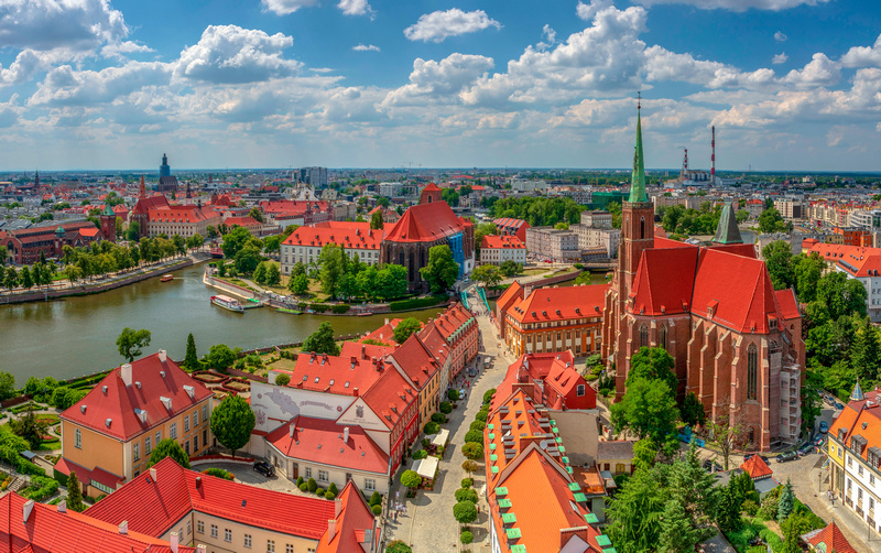 Wrocław - widok na Ostrów Tumski i Odrę