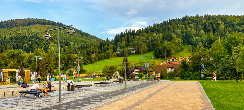 Panorama placu św. Jakuba w Szczyrku