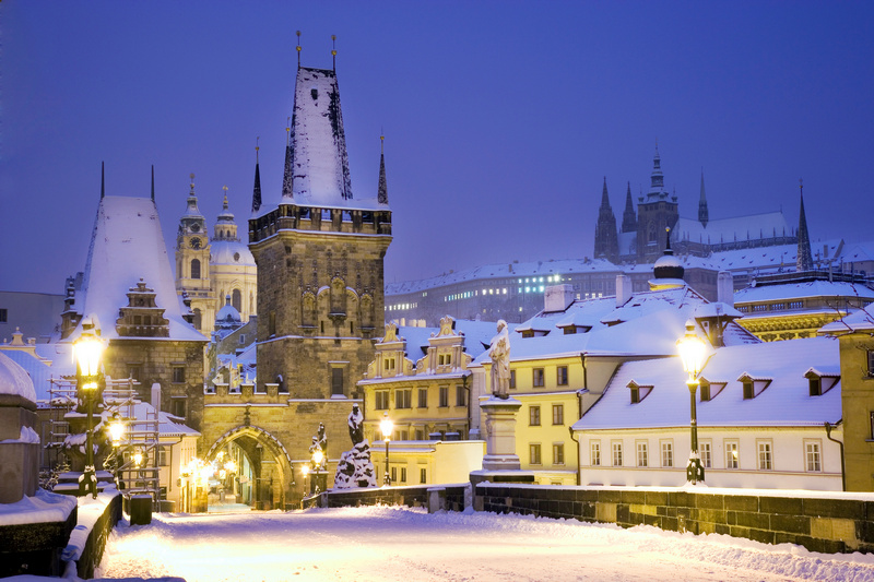 Centrum Pragi zimą