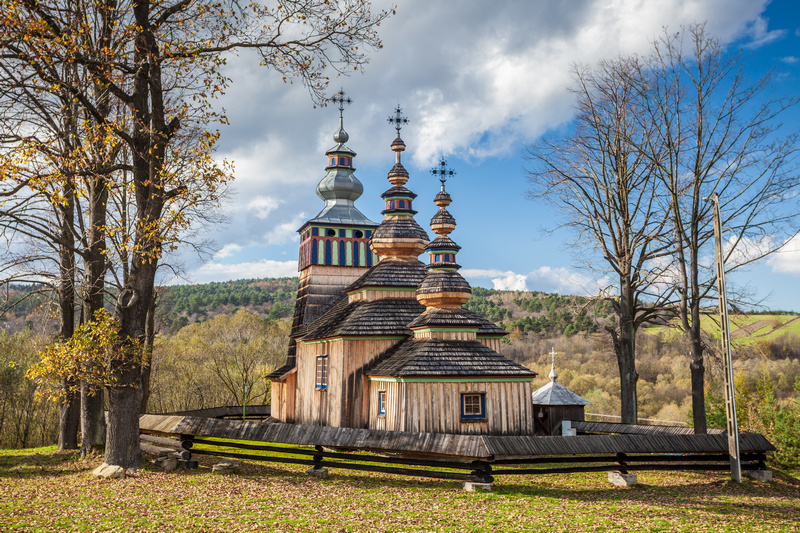 Drewniana cerkiew na Szlaku Architektury Drewnianej w Beskidzie Niskim