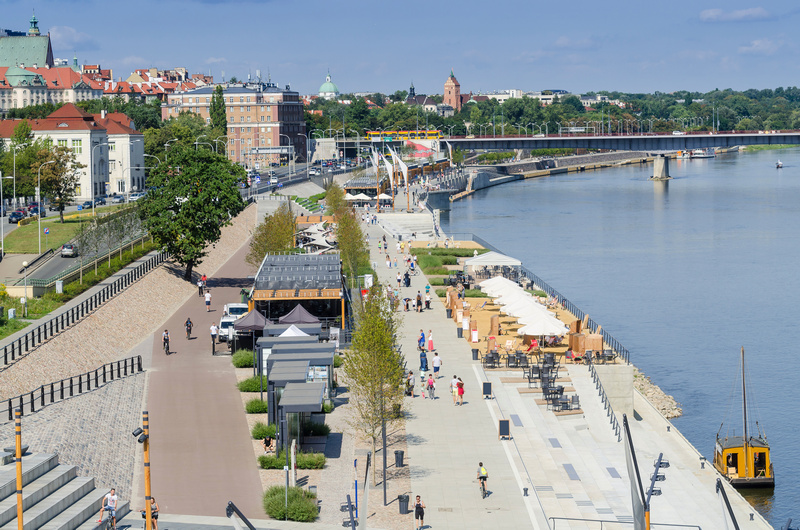 Widok z góry na Bulwary Wiślane