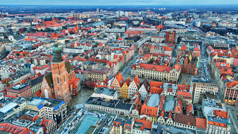 Panorama starego miasta we Wrocławiu