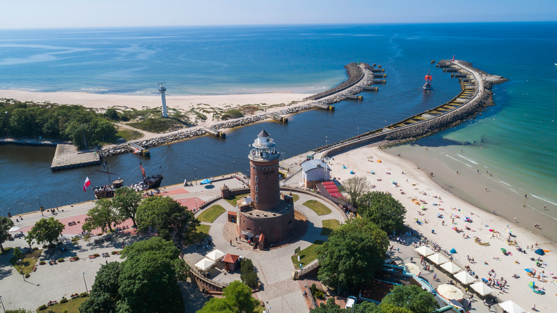 Panorama plaży w Kołobrzegu