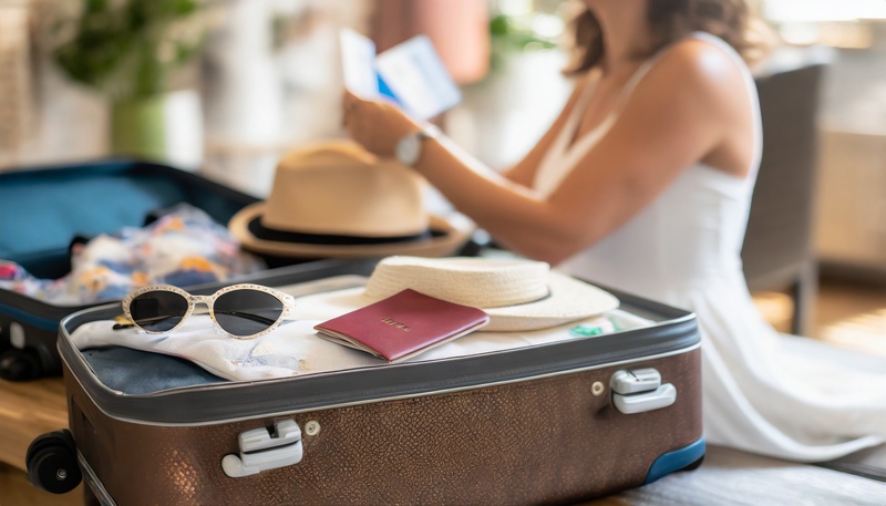 Kobieta pakująca walizkę na wakacje