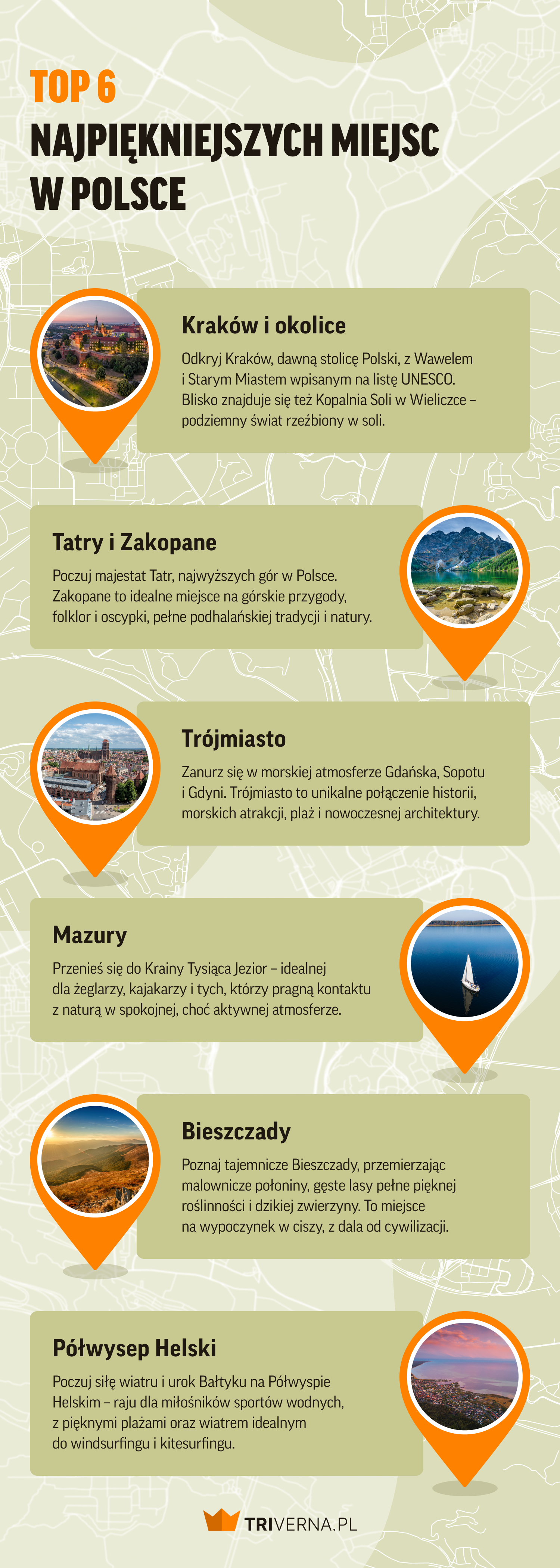 Najpiękniejsze miejsca w Polsce - infografika