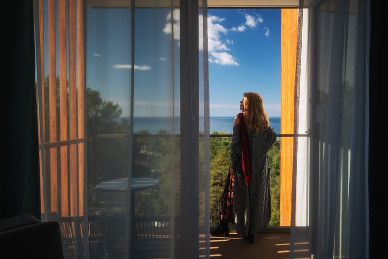 Balkon z widokiem na morze w resorcie w Pobierowie