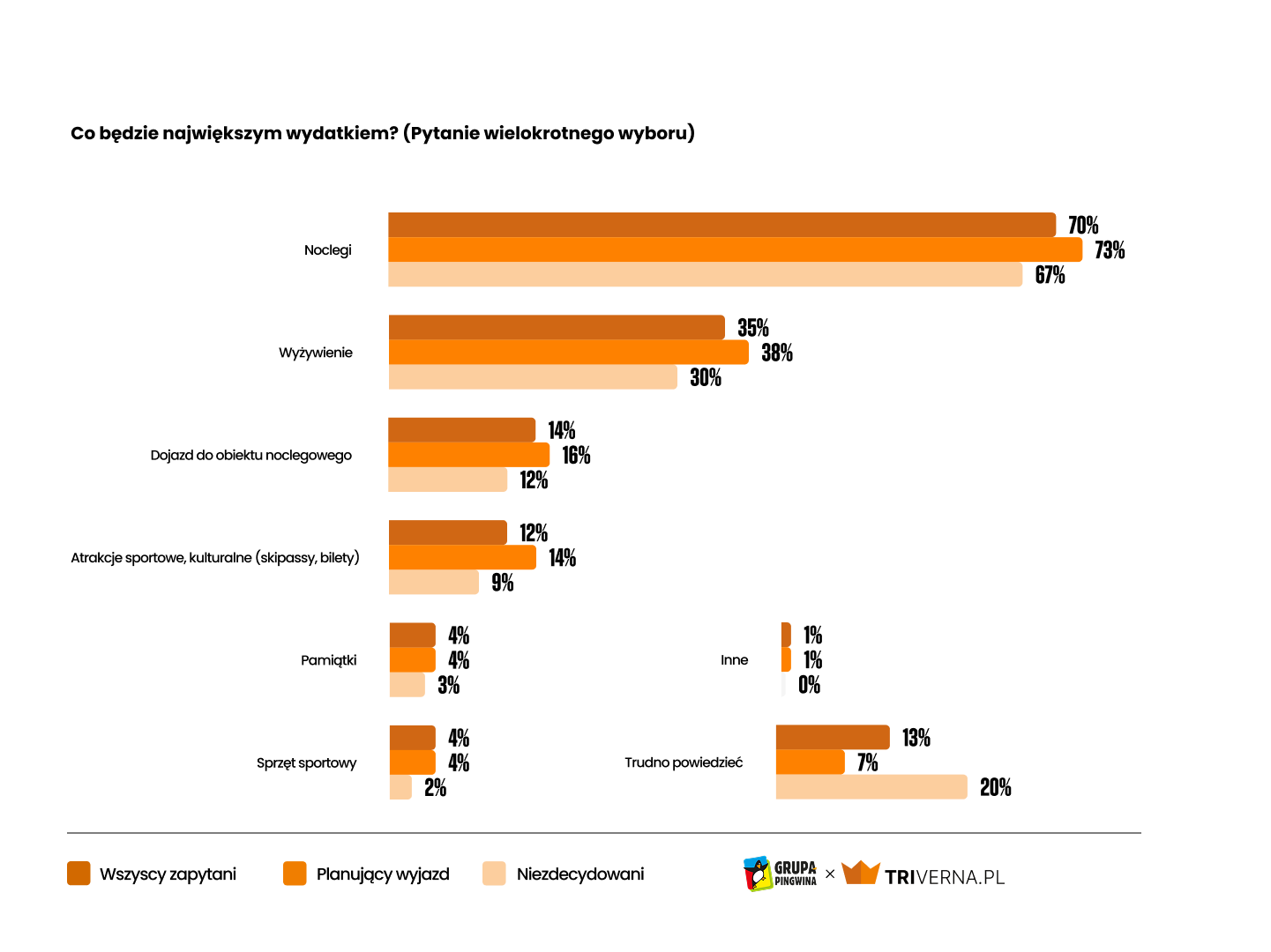 Największy wydatek w czasie wyjazdu zimowego - wykres