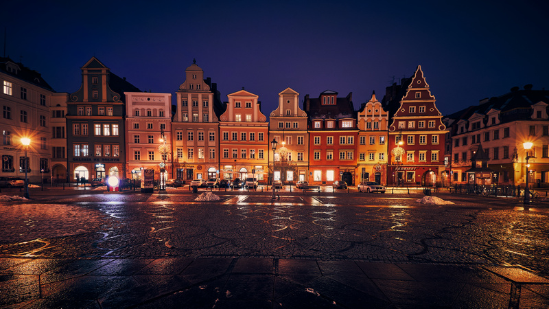 Plac Solny we Wrocławiu nocą