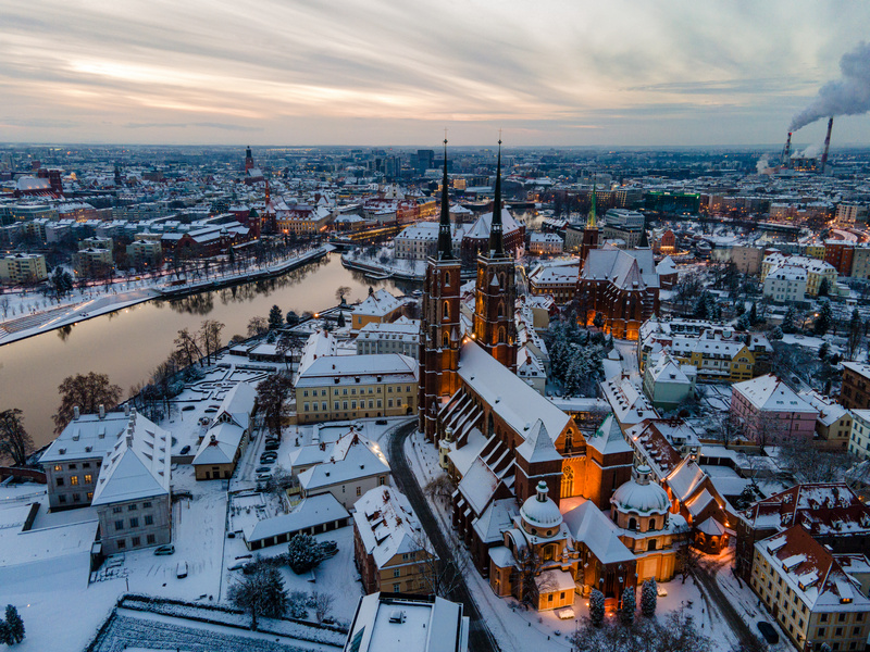 Zimowa panorama Wrocławia