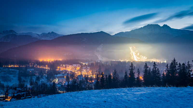 Zimowe Zakopane nocą