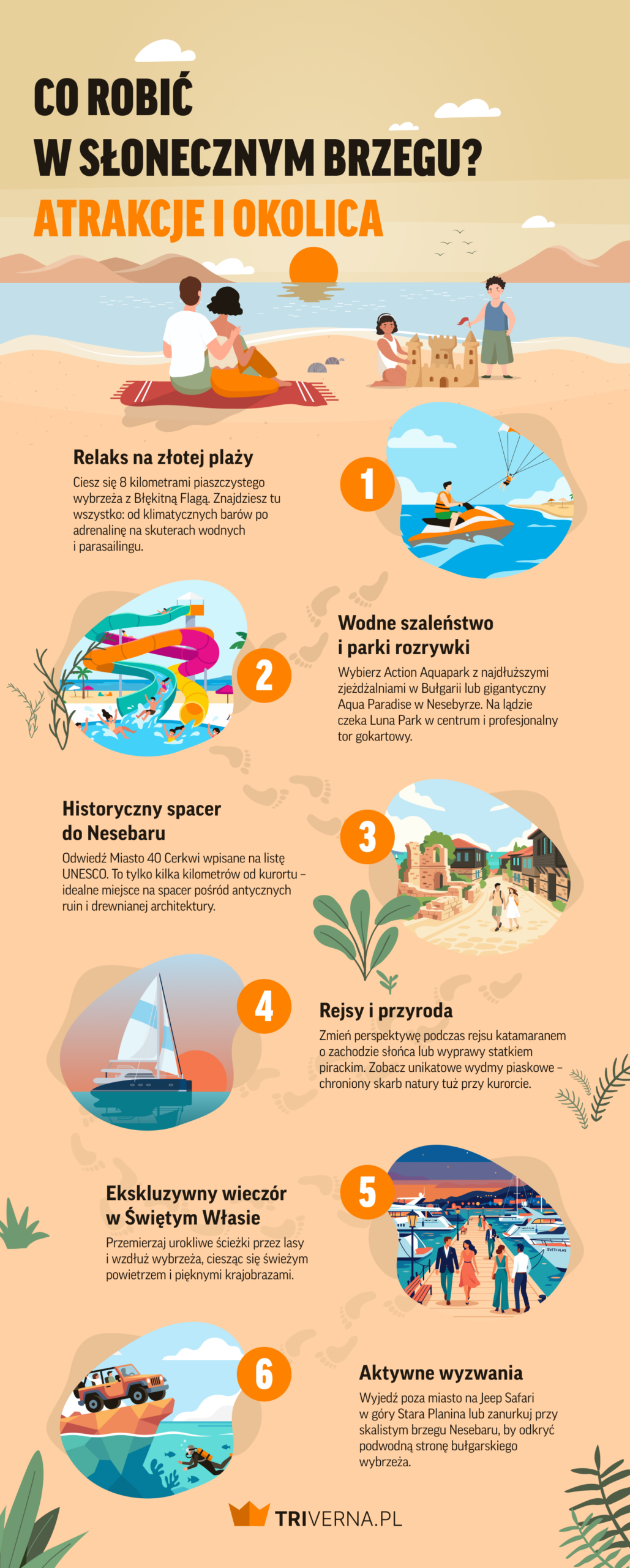 Słoneczny Brzeg atrakcje - infografika