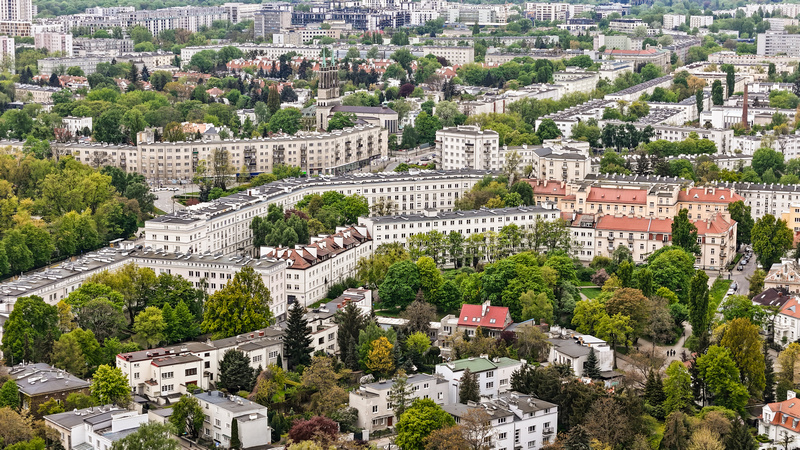 Widok Żoliborza z lotu ptaka