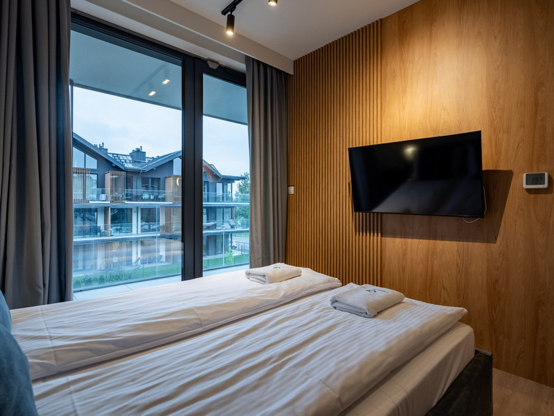 Sypialnia w apartamencie nad Jeziorem Żywieckim