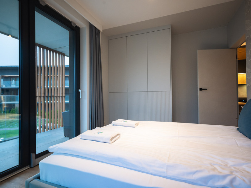 Sypialnia w apartamencie nad Jeziorem Żywieckim