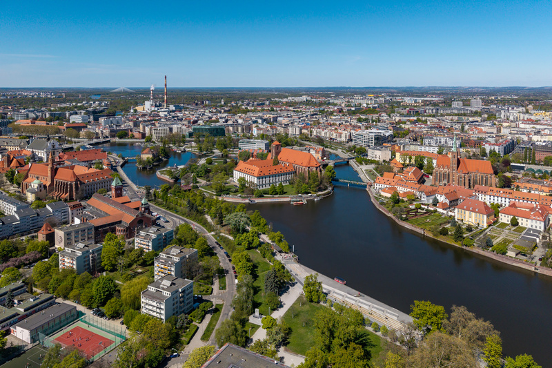 Panorama Wrocławia z lotu ptaka