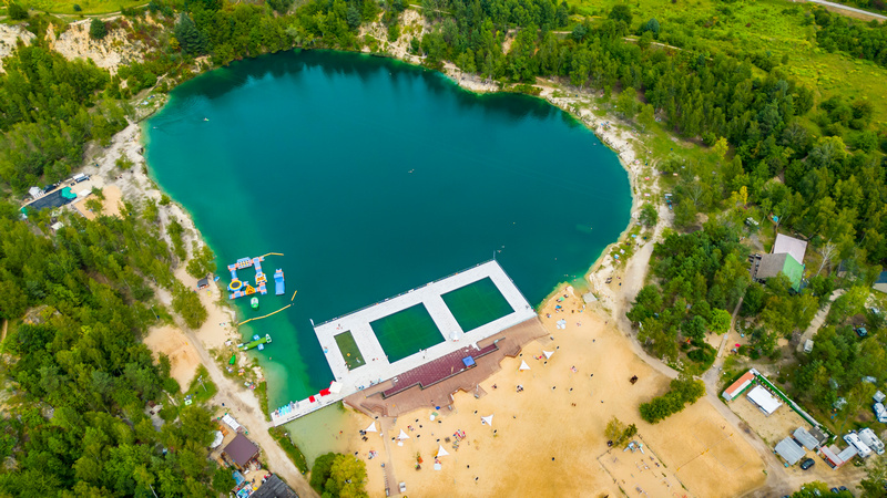 Kąpielisko Balaton w Trzebini z lotu ptaka