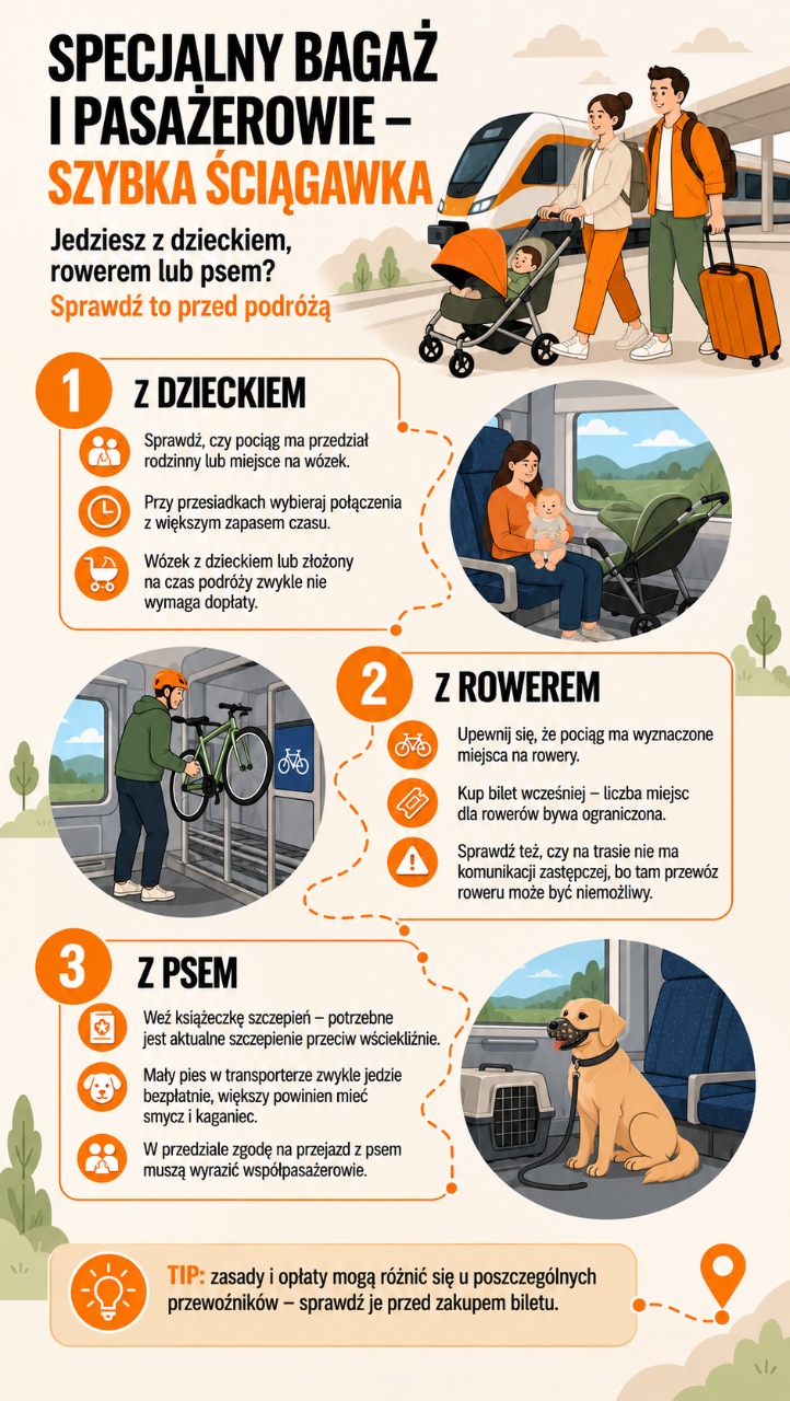 Podróż pociągiem infografika