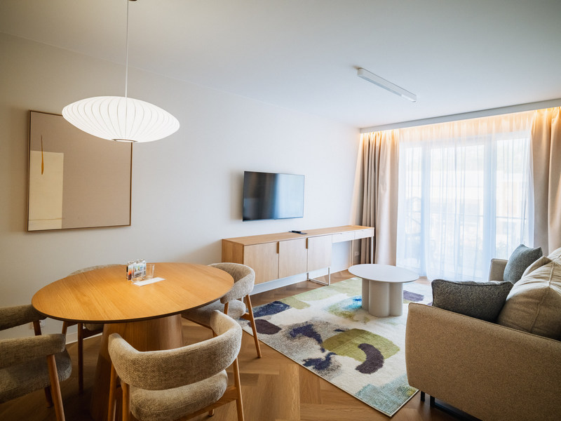 Salon w apartamencie w ESSENSE Baltic Resort & SPA Dziwnów
