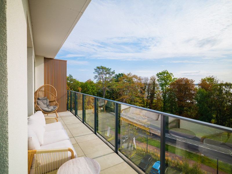 Widok z balkonu w apartamencie w Dziwnowie