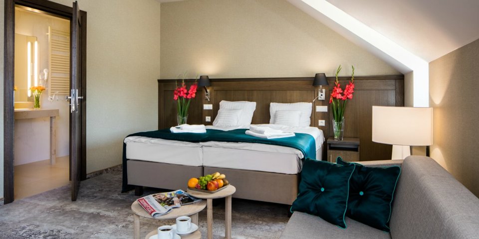 Łóżka można na życzenie gości złączyć, tworząc duże łoże