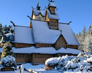Kościół Wang w Karpaczu w zimowej odsłonie